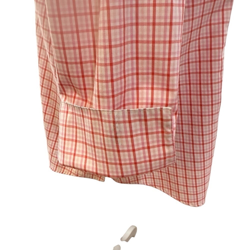 Women's Land End No Iron Pinpoint Oxford Pink Plaid Button-Up Shirt size 12 - Picture 6 of 10